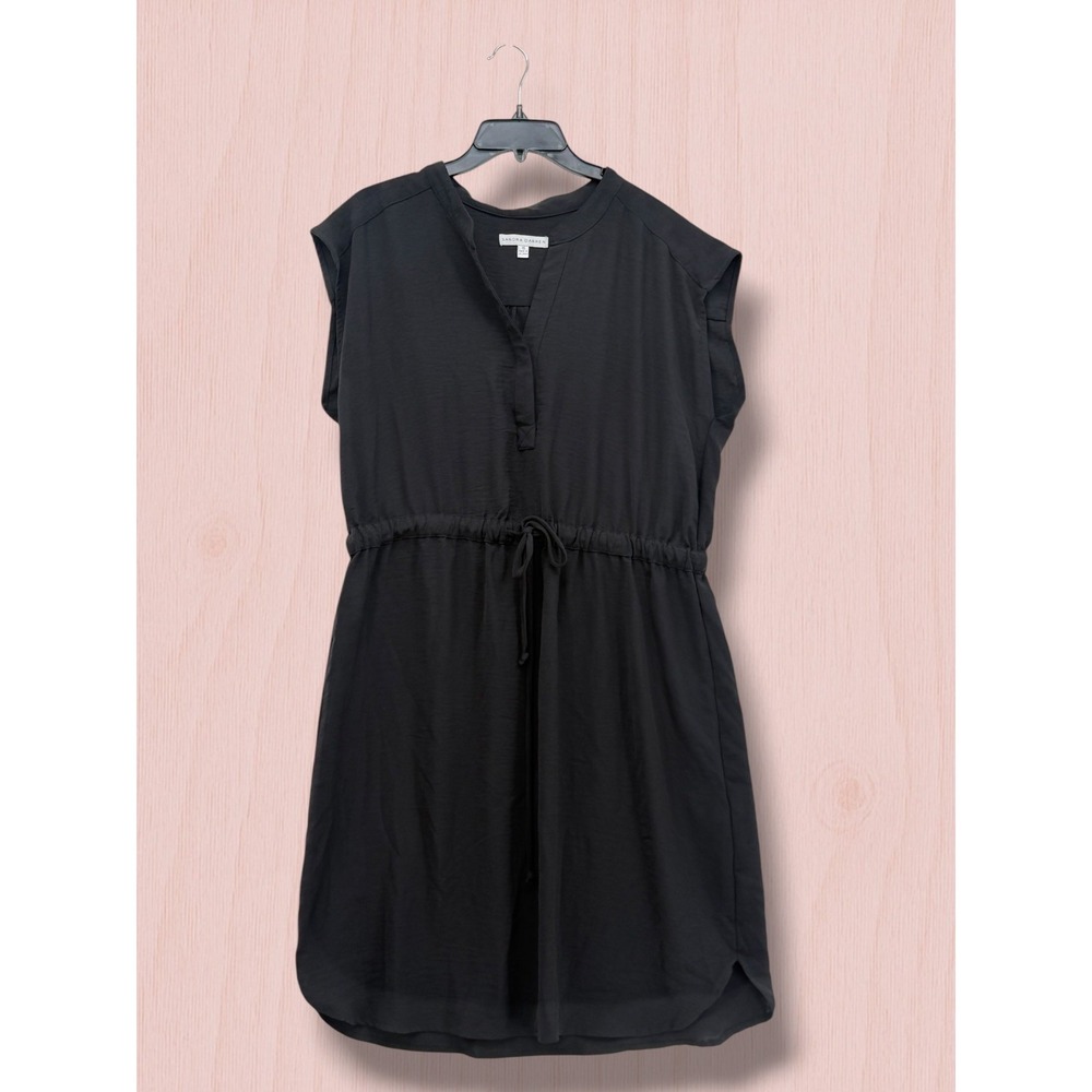 Sandra Darren Black Drawstring Waist Sleeveless Shift Dress 16